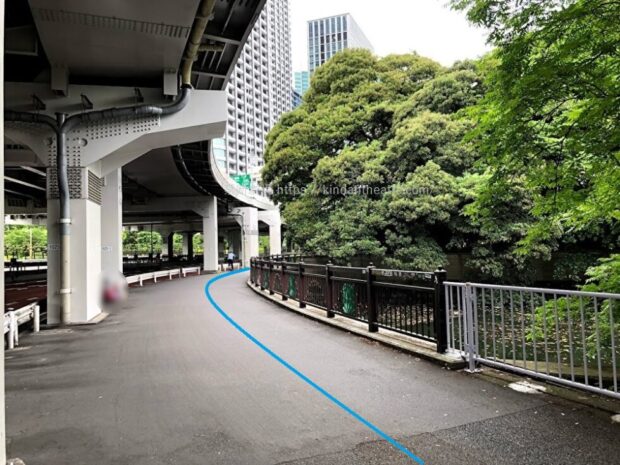 海岸通り　浜離宮恩賜庭園横　歩道