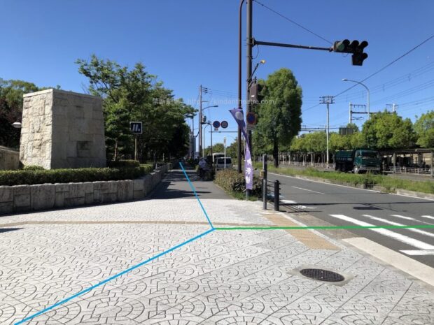 森ノ宮駅前交差点・大阪城公園