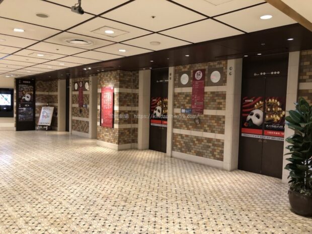 ハービスプラザENT　地下2階　エレベーター　劇団四季オペラ座の怪人