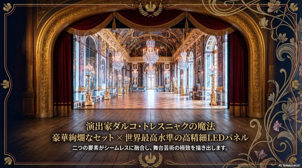 ダルコ・トレスニャク演出による豪華絢爛なセットと高精細LEDパネルのシームレスな融合