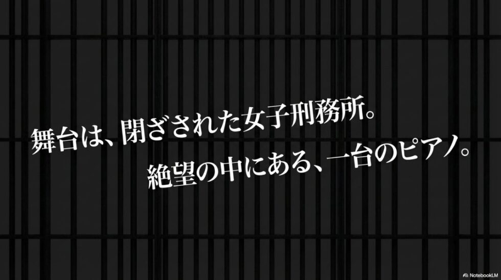 舞台は閉ざされた女子刑務所、絶望の中にある一台のピアノという世界観の解説画像