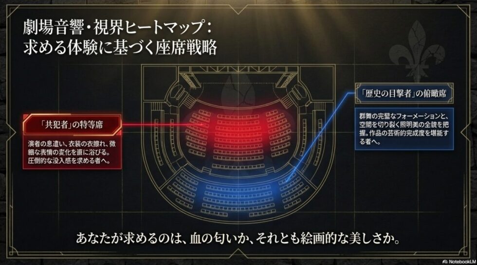 没入感を求める特等席と全体を俯瞰する席に分けた、求める体験に基づく座席戦略ヒートマップ