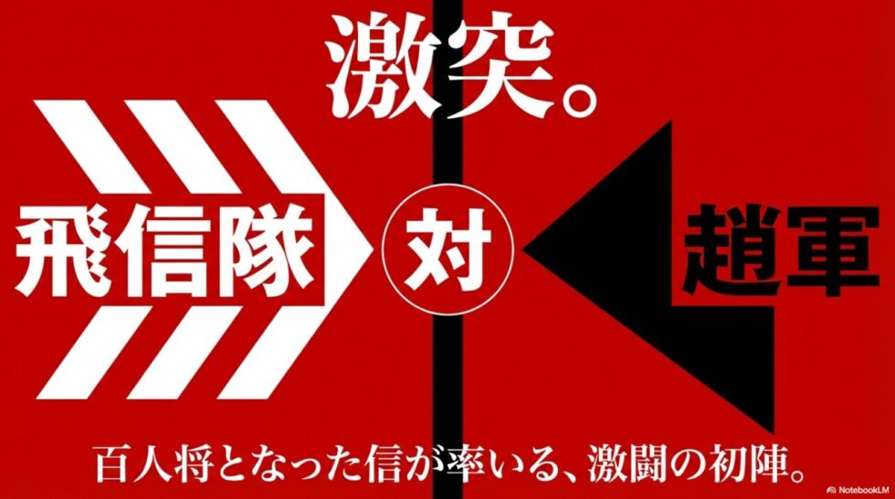 激突。飛信隊対趙軍。百人将となった信が率いる初陣。