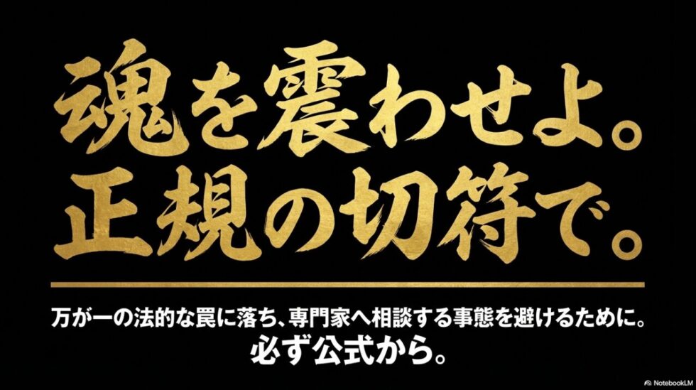 魂を震わせよ。正規の切符で。万が一の法的トラブルを避けるために必ず公式から。
