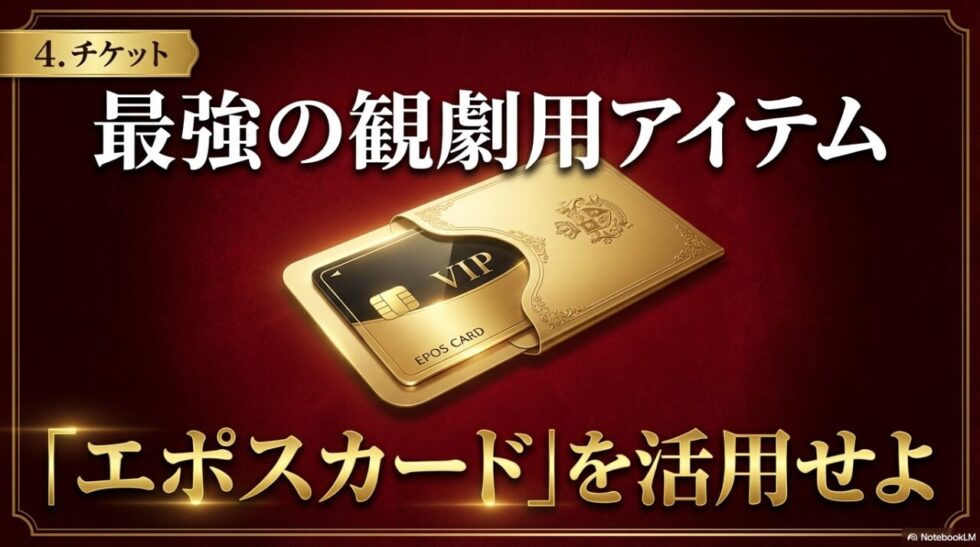 チケット確保術。最強の観劇用アイテムとしてエポスカードを活用。貸切・先行抽選、年会費無料、即日発行というミュージカルファン必携の3つの理由を解説