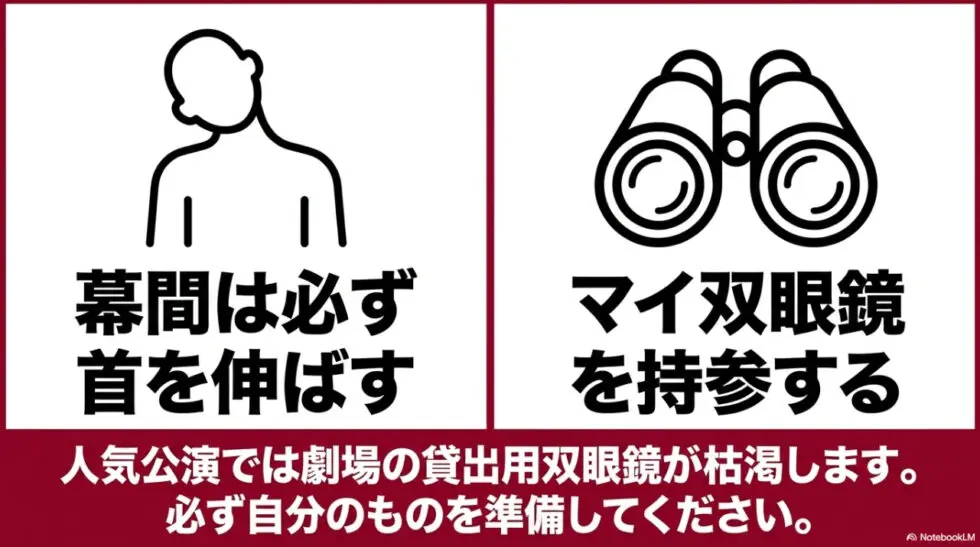 幕間の首のストレッチと劇場の貸出不足に備えたマイ双眼鏡持参の重要性
