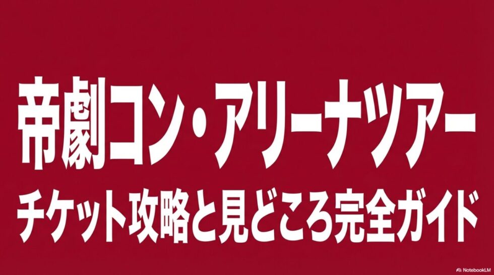 帝劇コン・アリーナツアー チケット攻略と見どころ完全ガイド