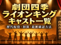 劇団四季ライオンキングのキャスト一覧、歴代配役、初演キャスト、最新配役の確認方法を紹介するアイキャッチ画像